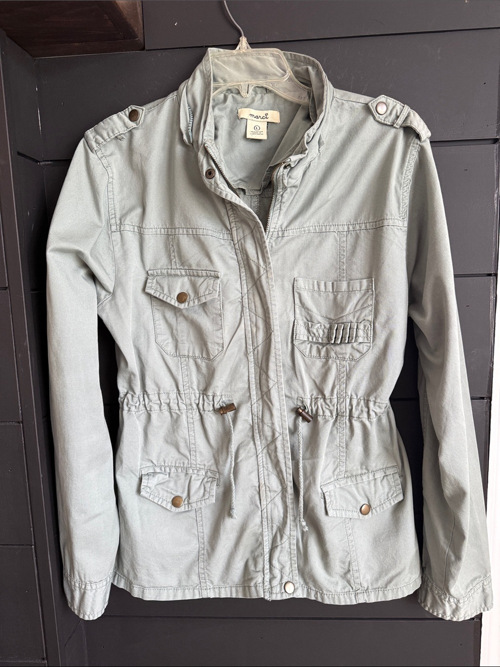 Madewell Women's Light Sage Utility Jacket with Drawstring Waist